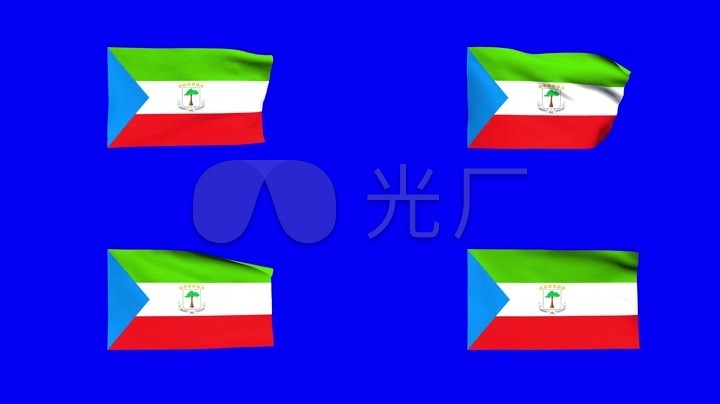 赤道几内亚国旗蓝屏抠像