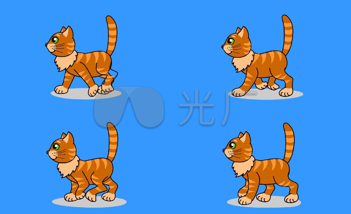蓝屏动画一只行走的猫