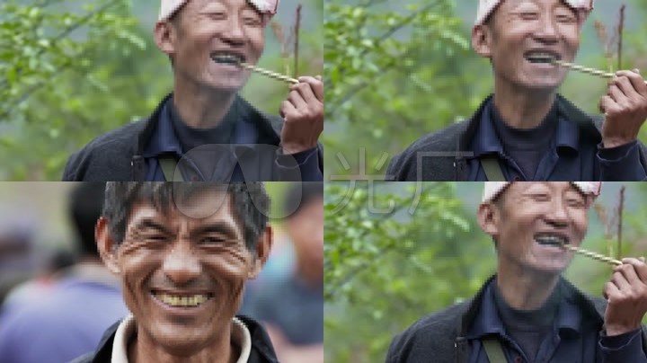 经典表情中国农民纯朴憨厚笑容视频素材