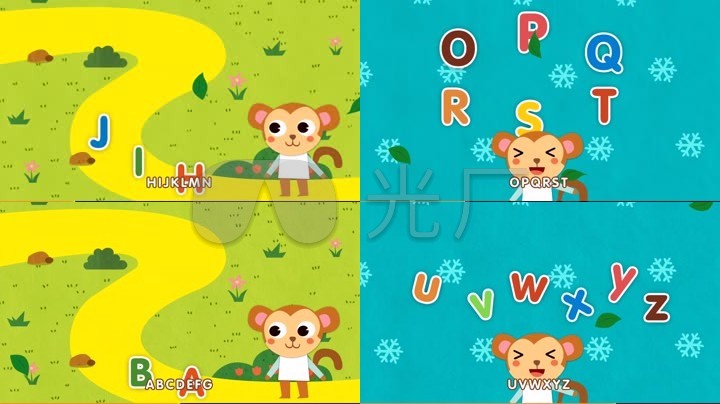 六一儿童节儿歌舞台背景abc英文字母歌卡