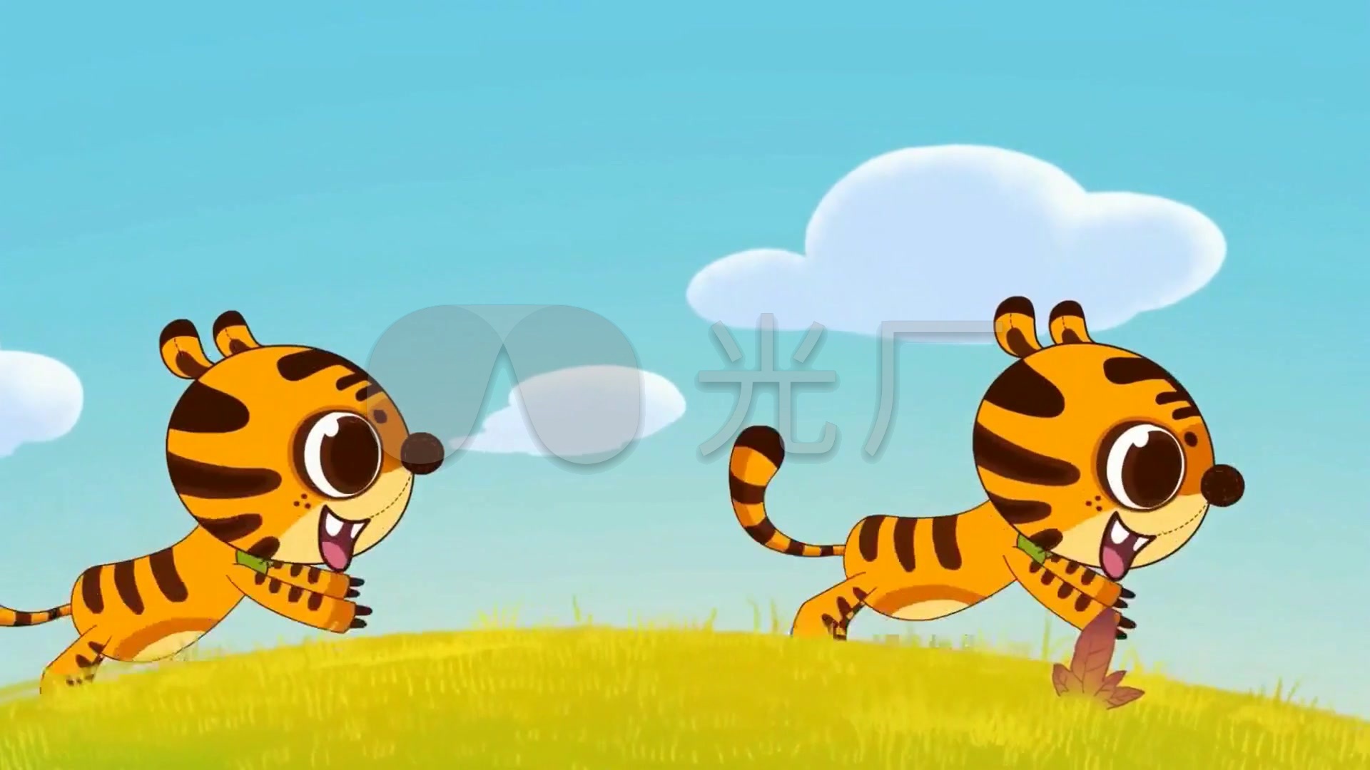 儿歌配乐两只老虎儿童卡通背景