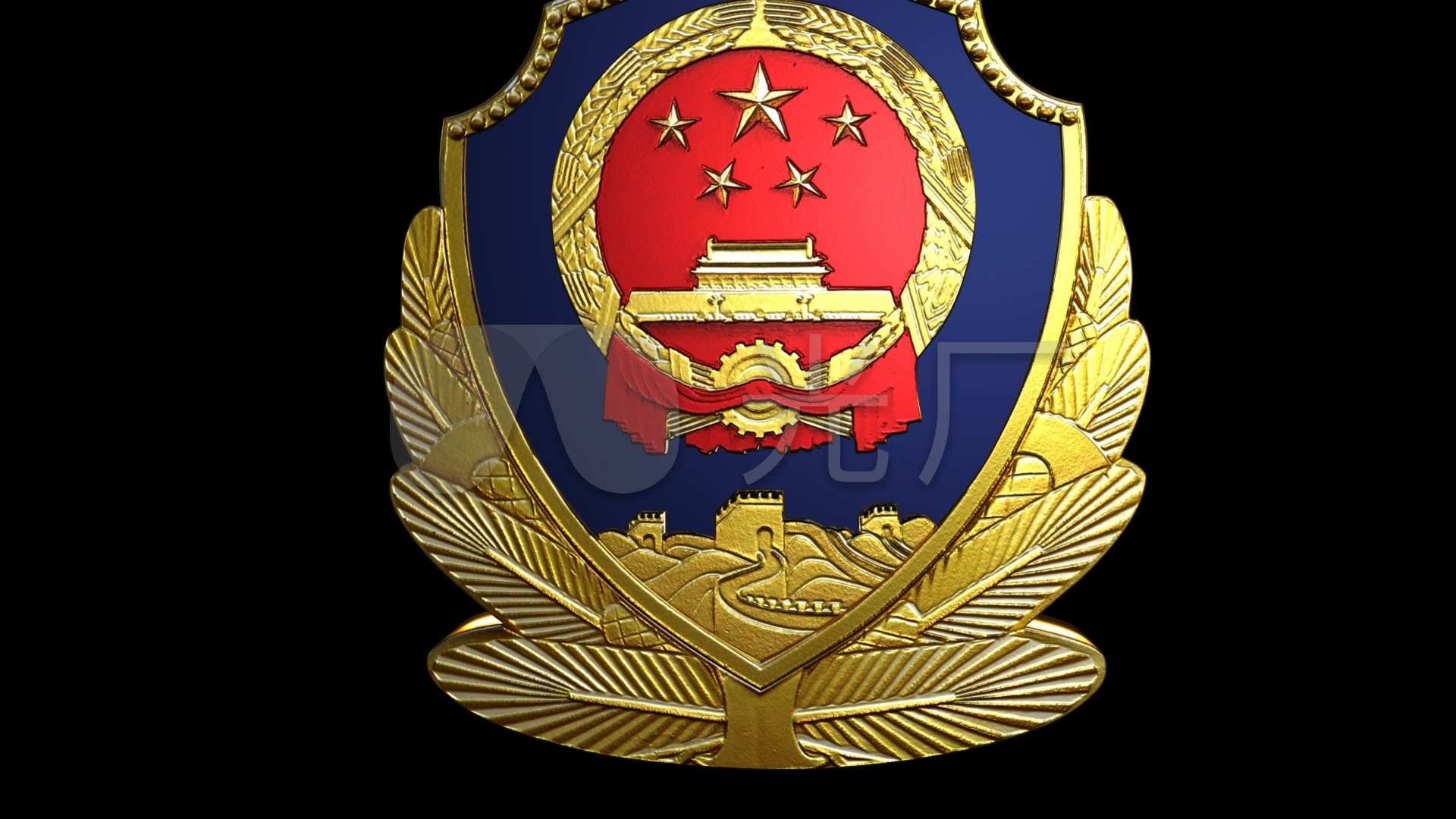 带通道公安警徽转场视频高清素材_1920x1080_高清视频
