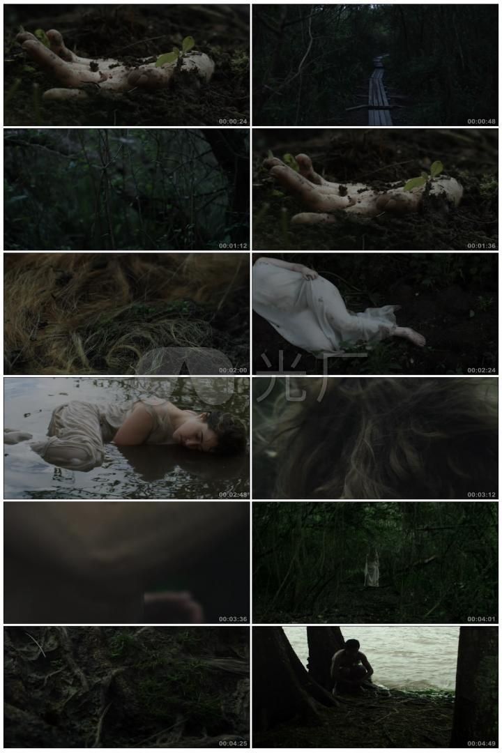 一群男女行为艺术躺在泥泞的土地上