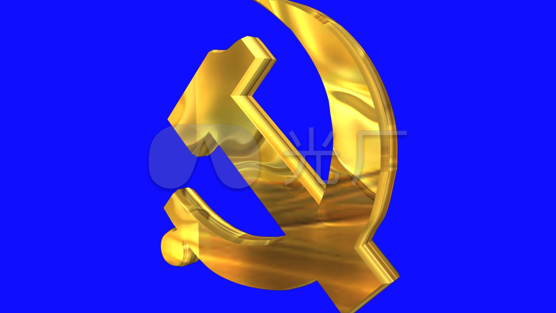 三款金色党徽旋转效果(蓝背抠像)_1920x1080_高清视频素材下载(编号
