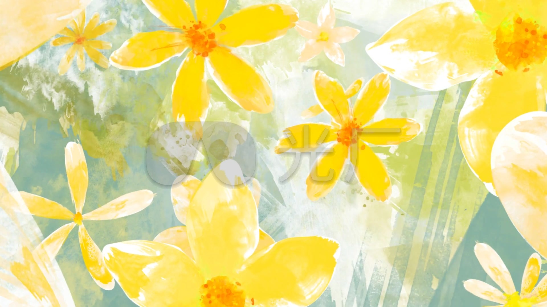 美轮美奂小清新水彩花艺术动态旋转水彩花