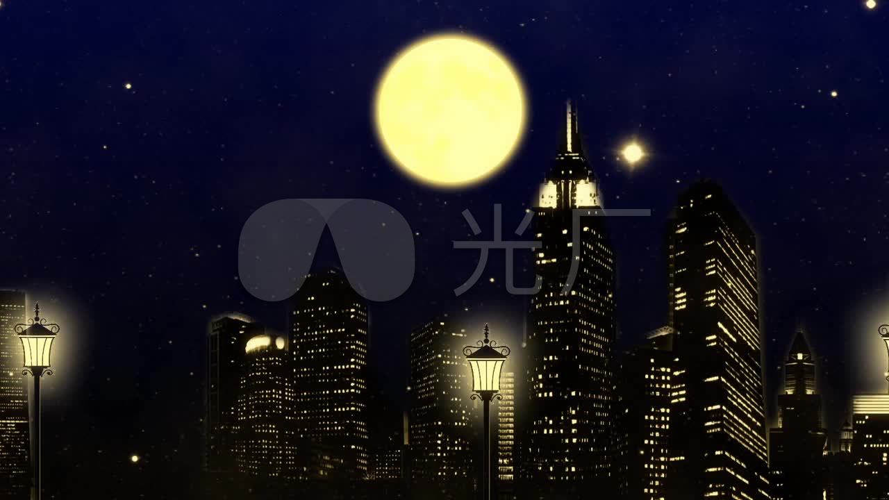 原创唯美城市月亮