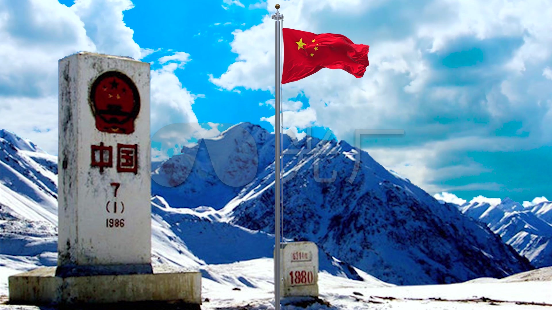 中国边界线升国旗_1920x1080_高清视频素材下载(编号