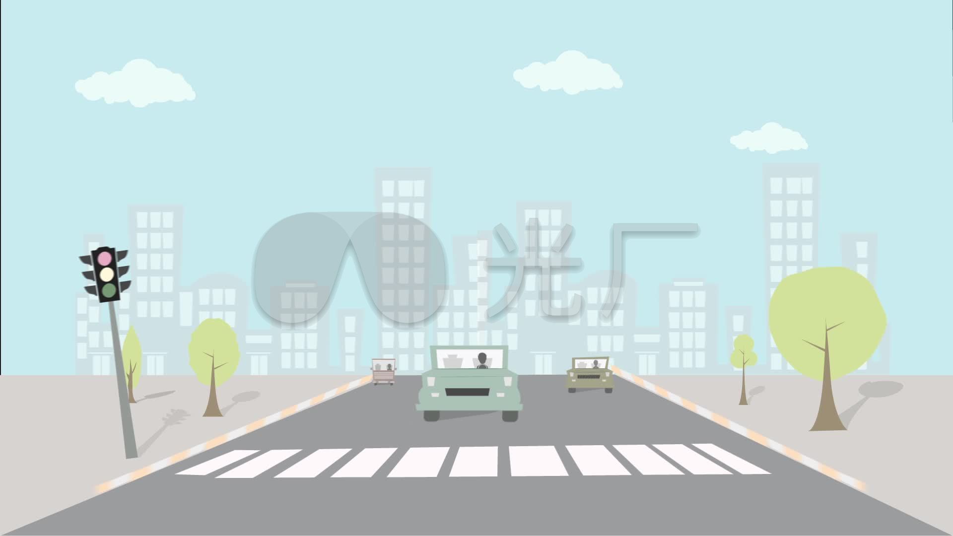 mg公路斑马线卡通flash素_1920x1080_高清视频素材(:)