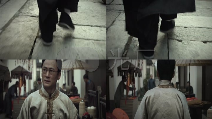 民国时期青石路脚步学者行走焦急上海巷子街