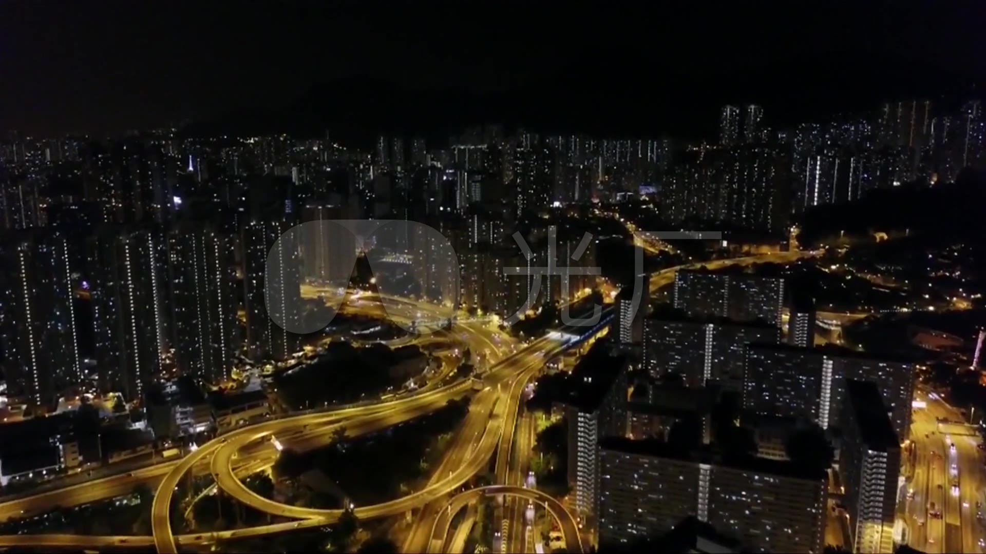 城市 夜景 公路 车流 灯光 高楼大厦