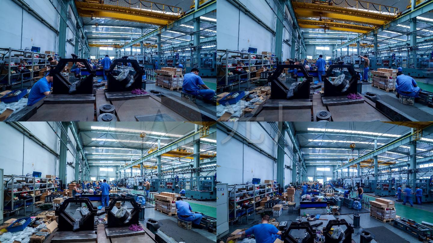 4k工厂工人生产加工车间制造企业延时摄影