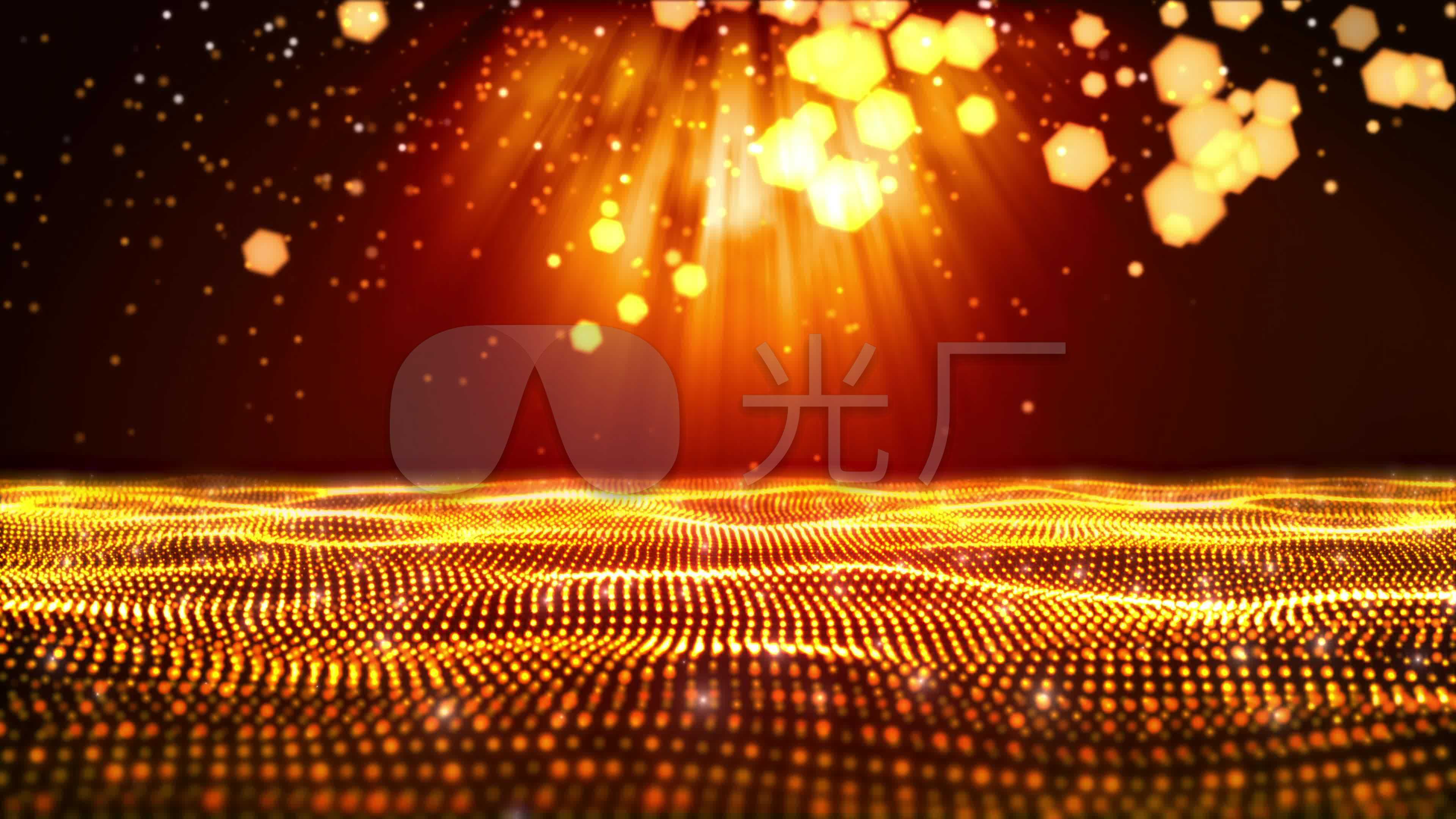 4k金色大气顶光粒子背景