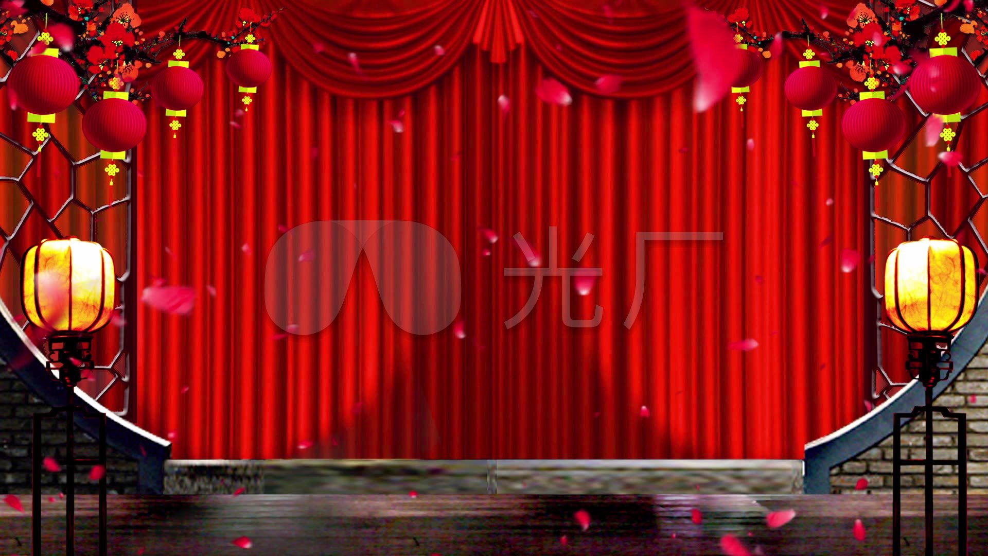 喜庆灯笼幕布花瓣戏曲相声小品幕布背景