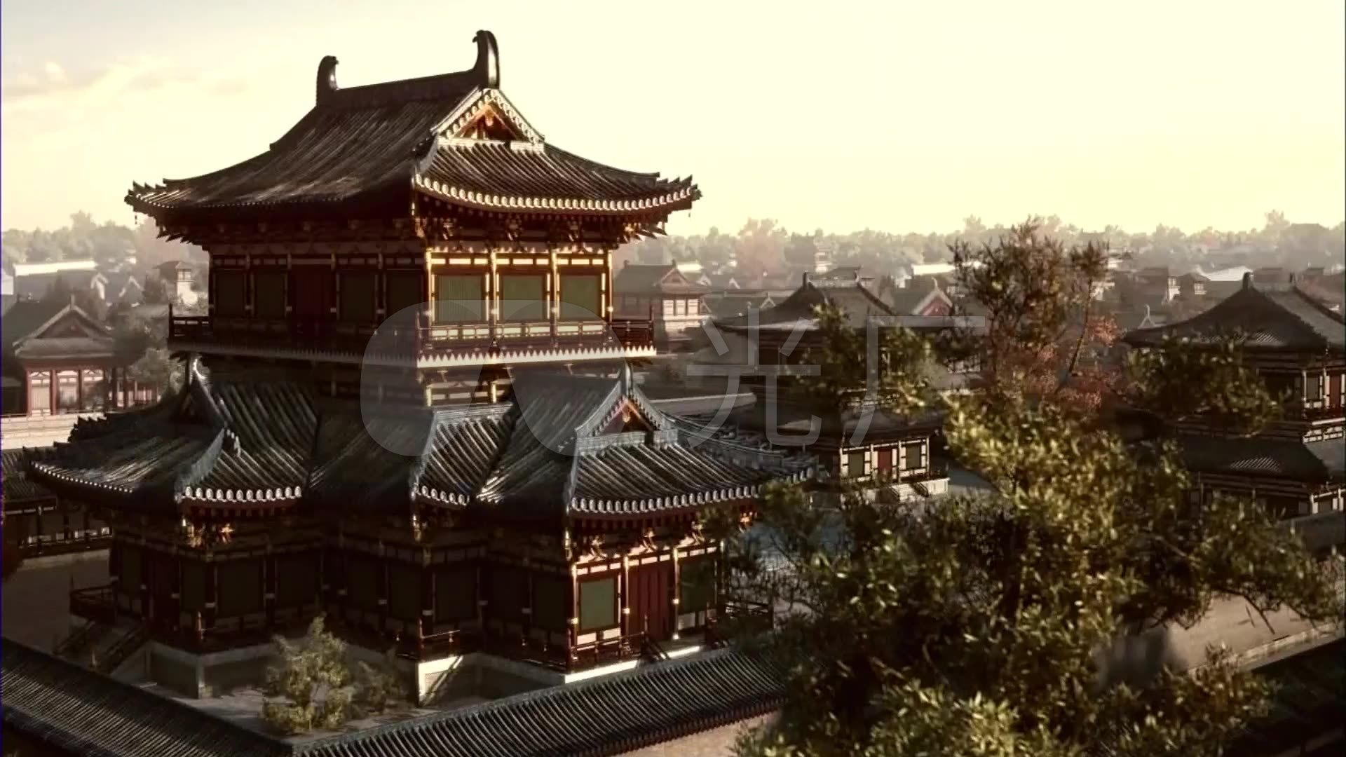 唐朝唐代大明宫殿古建筑群长安城含元殿广场