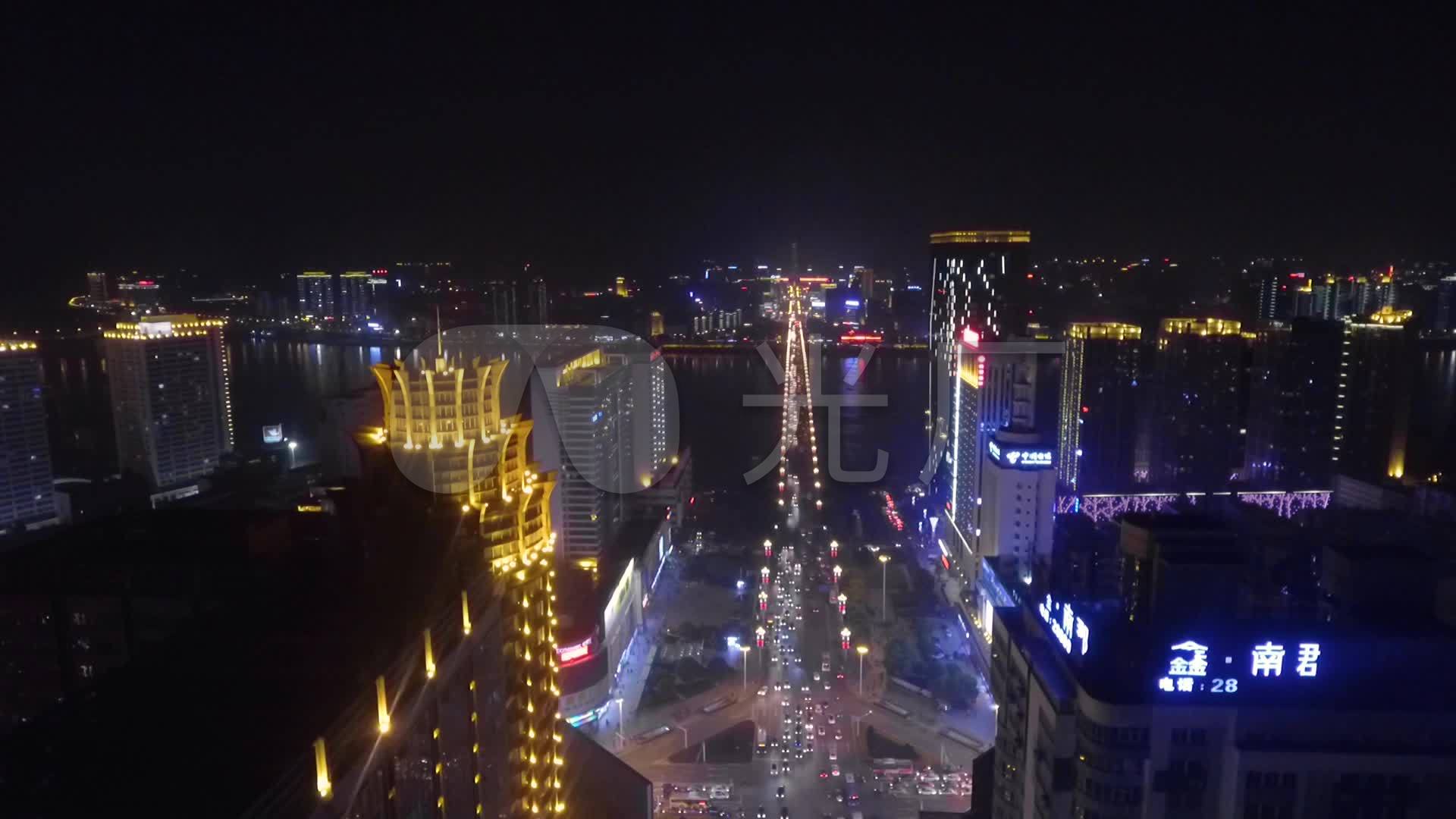 株洲航拍素材 中心广场夜景