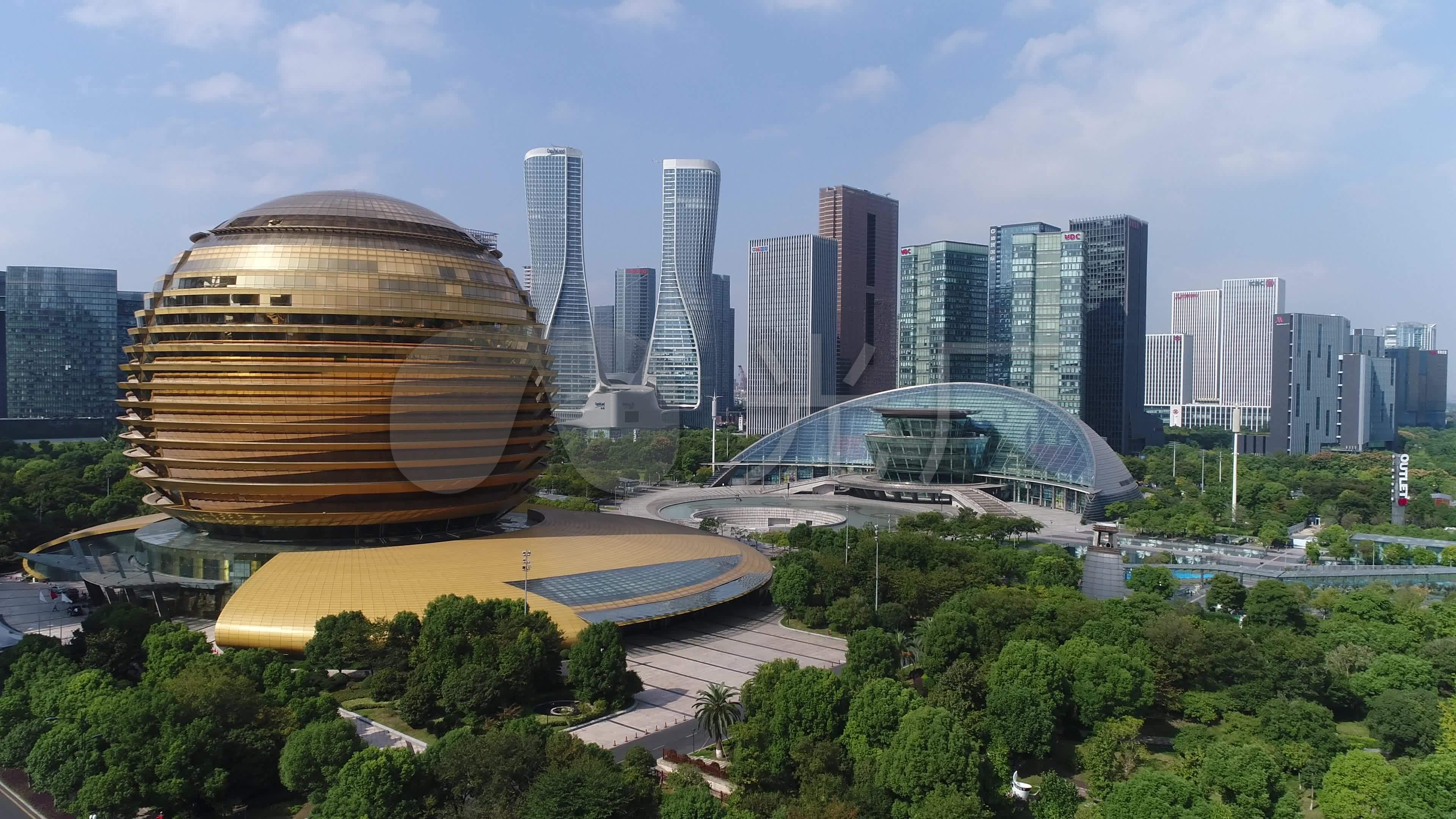 g20峰会-4k航拍杭州地标国际会议中心_3840x2160_高清视频素材下载