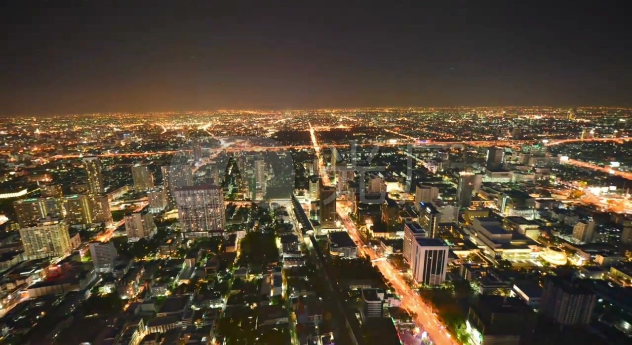 泰国曼谷城市灯明的夜晚