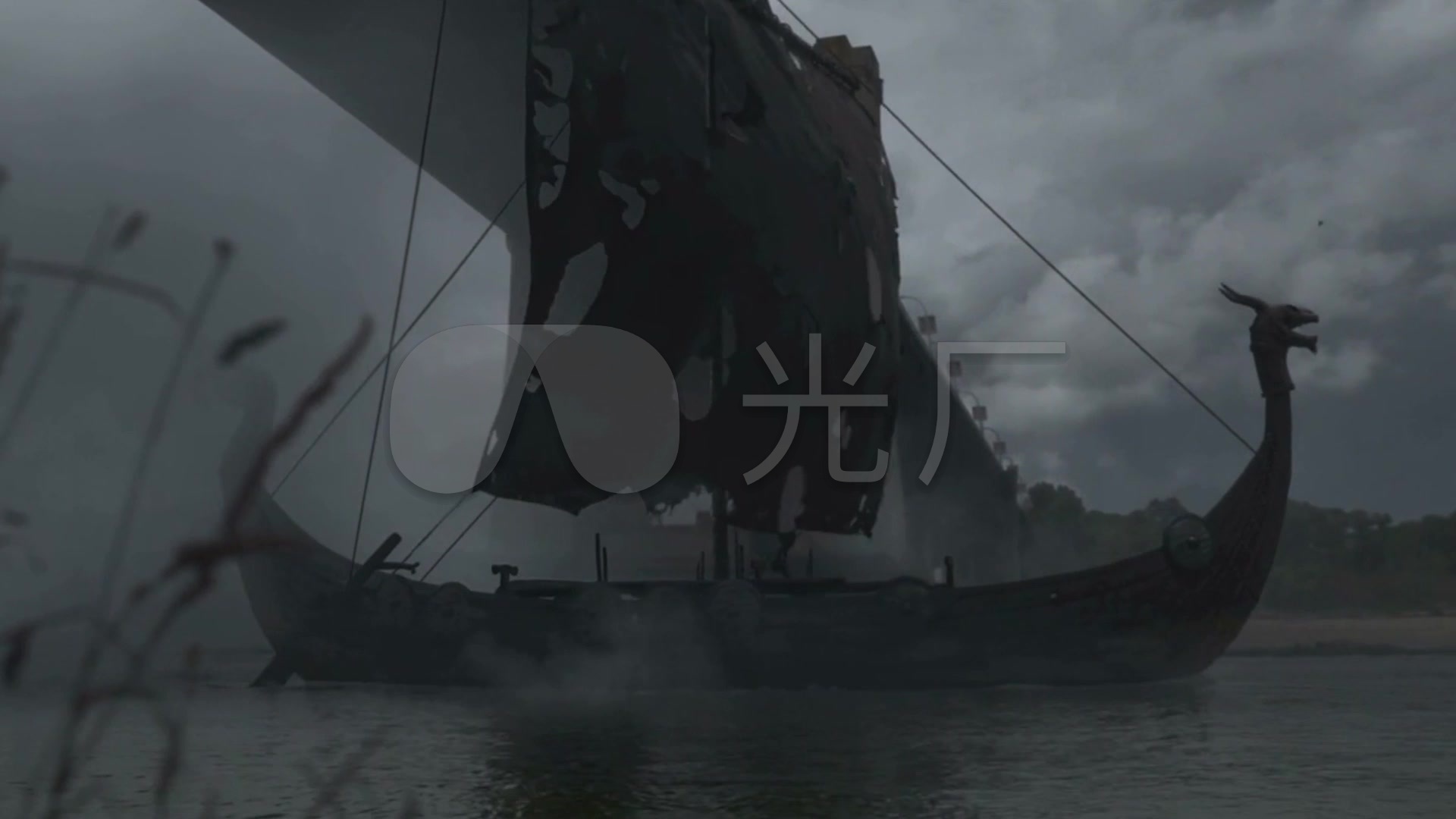 震撼海盗船海面航行素材