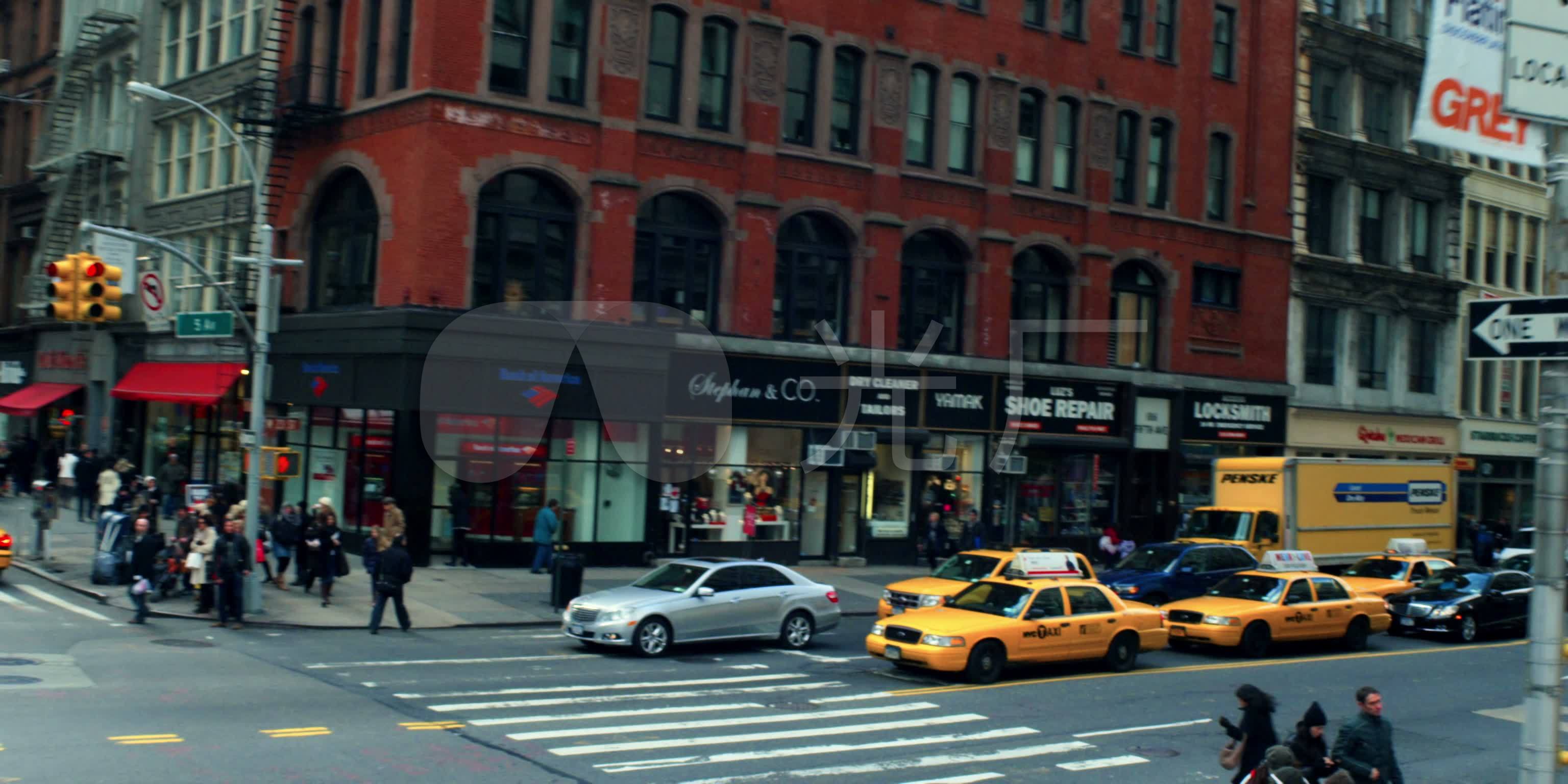 纽约街道十字路口商业街步行街人_3072x1536_高清视频