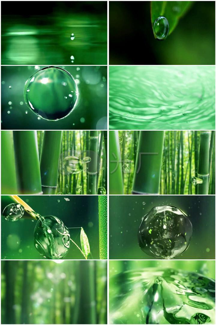 水滴绿叶竹林