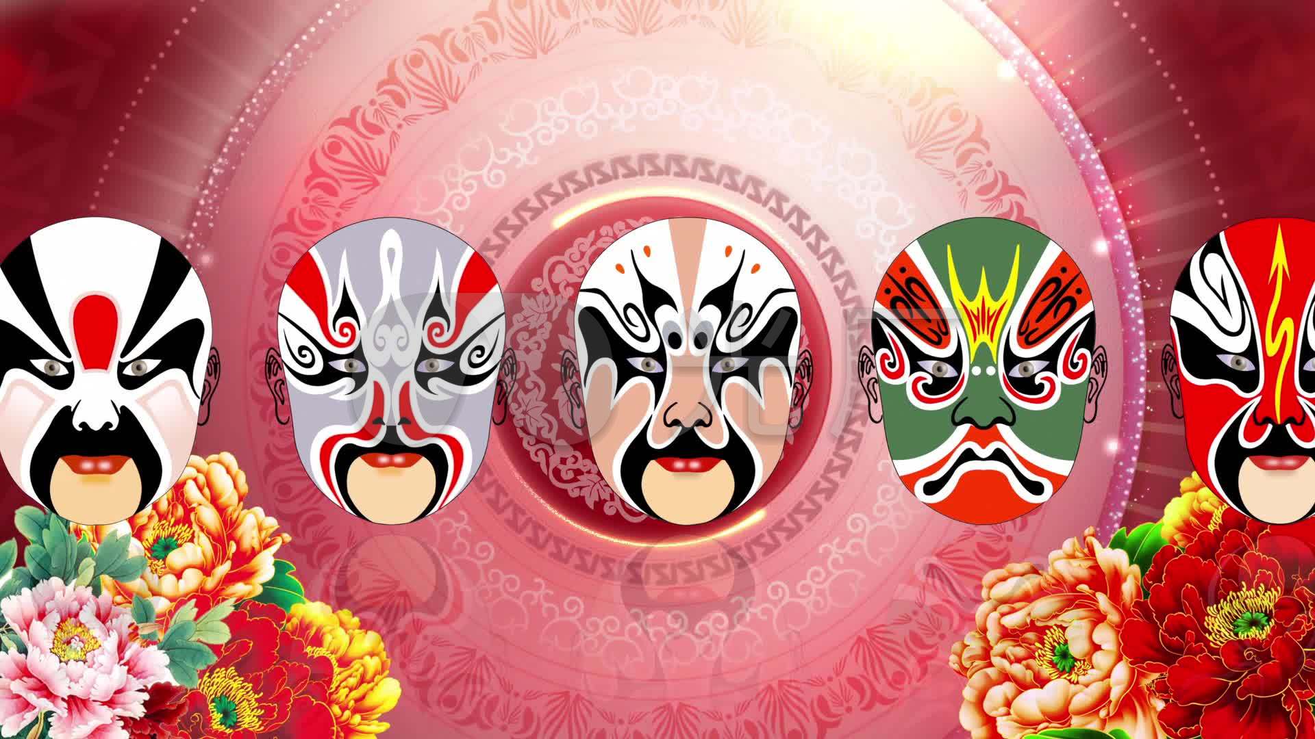 中国风国粹京剧脸谱led背景视频素材_1920x1080_高清视频素材下载