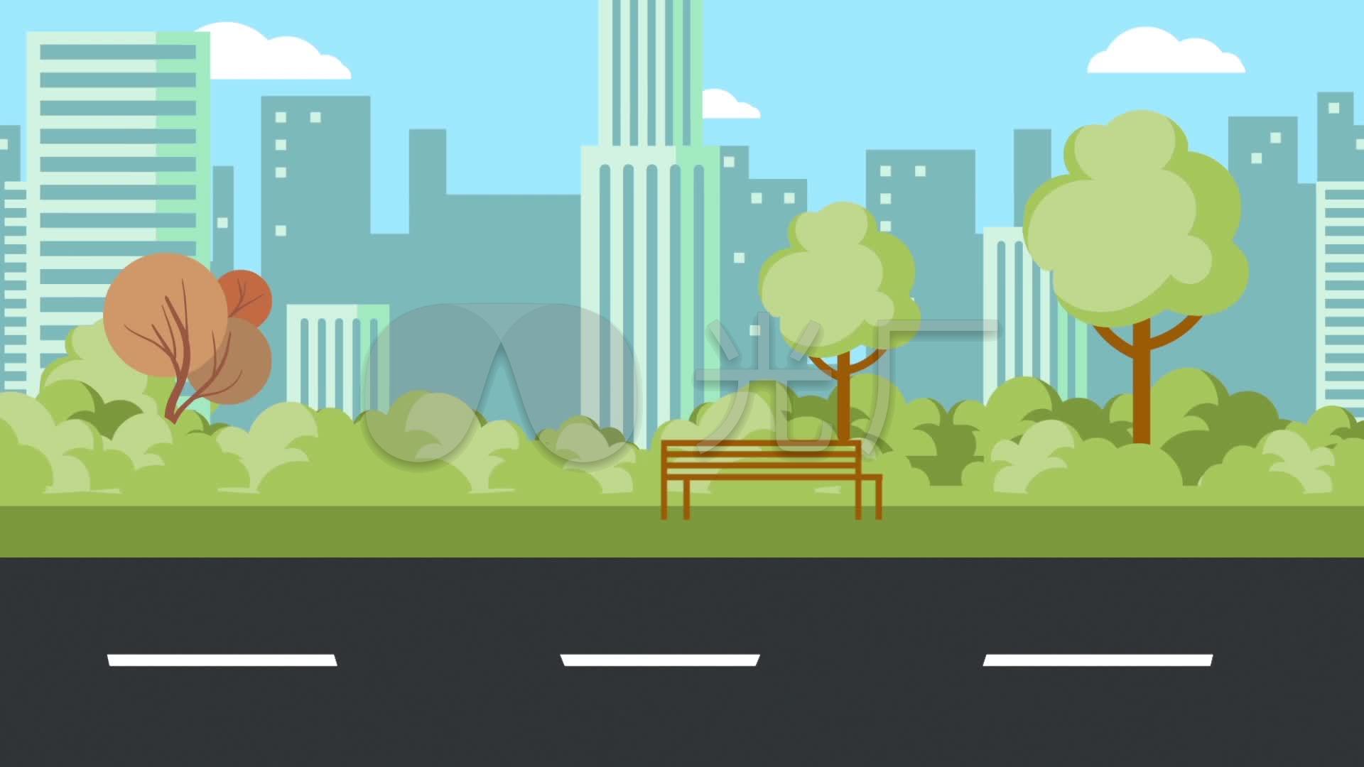 视频素材 舞台背景 场景背景 原版卡通城市马路循环  来自视频原始