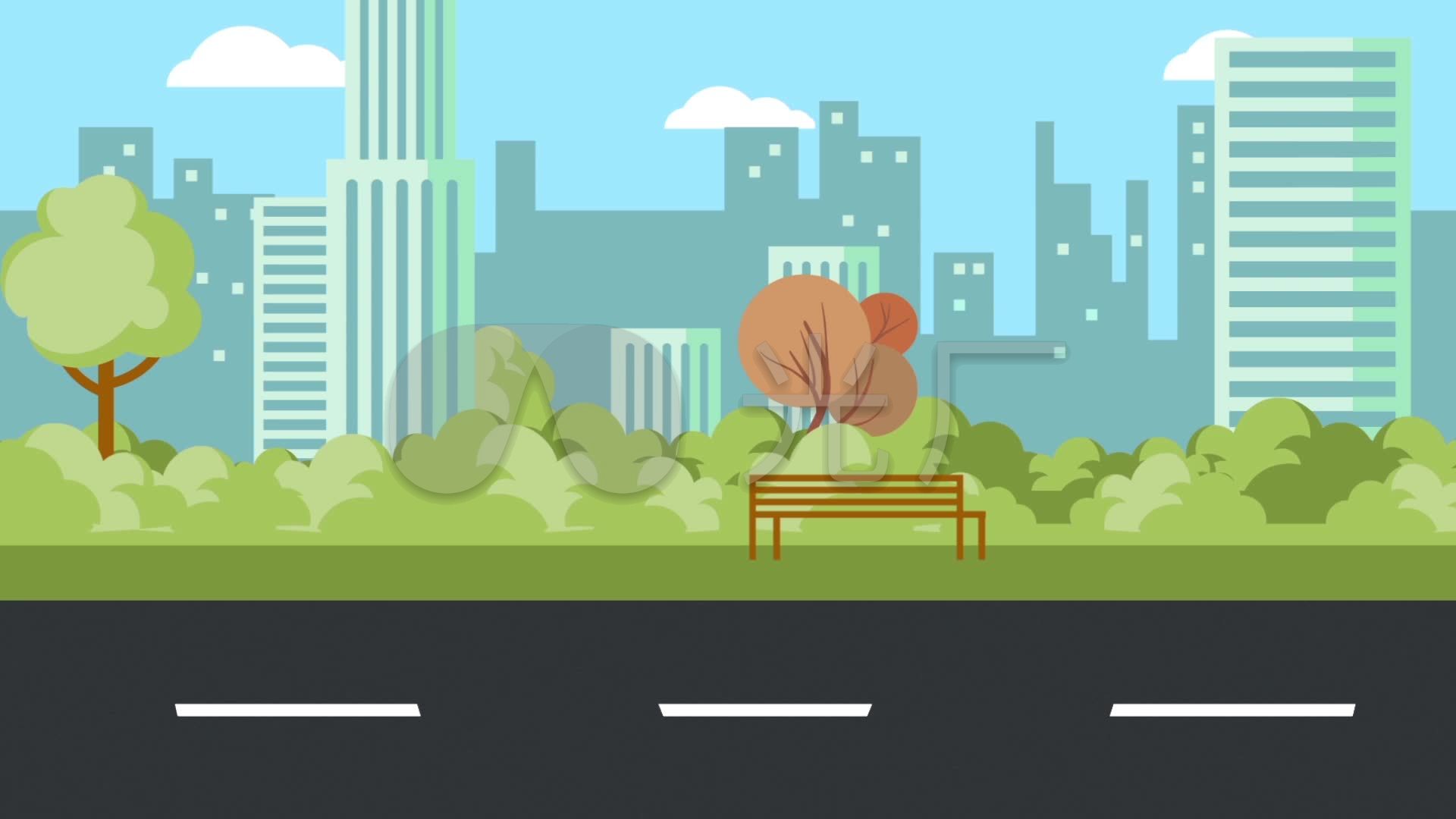视频素材 舞台背景 场景背景 原版卡通城市马路循环  来自视频原始
