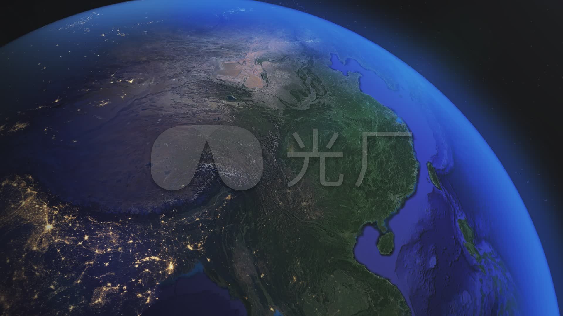 太空俯瞰地表中国南方动画_1920x1080_高清视频素材