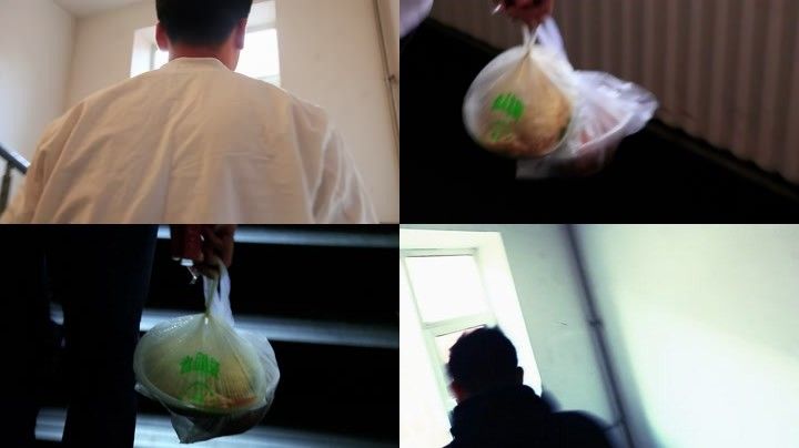 外卖送餐员上楼爬楼梯上门