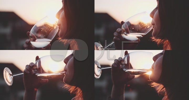 美女阳光下举杯红酒优雅高雅情调