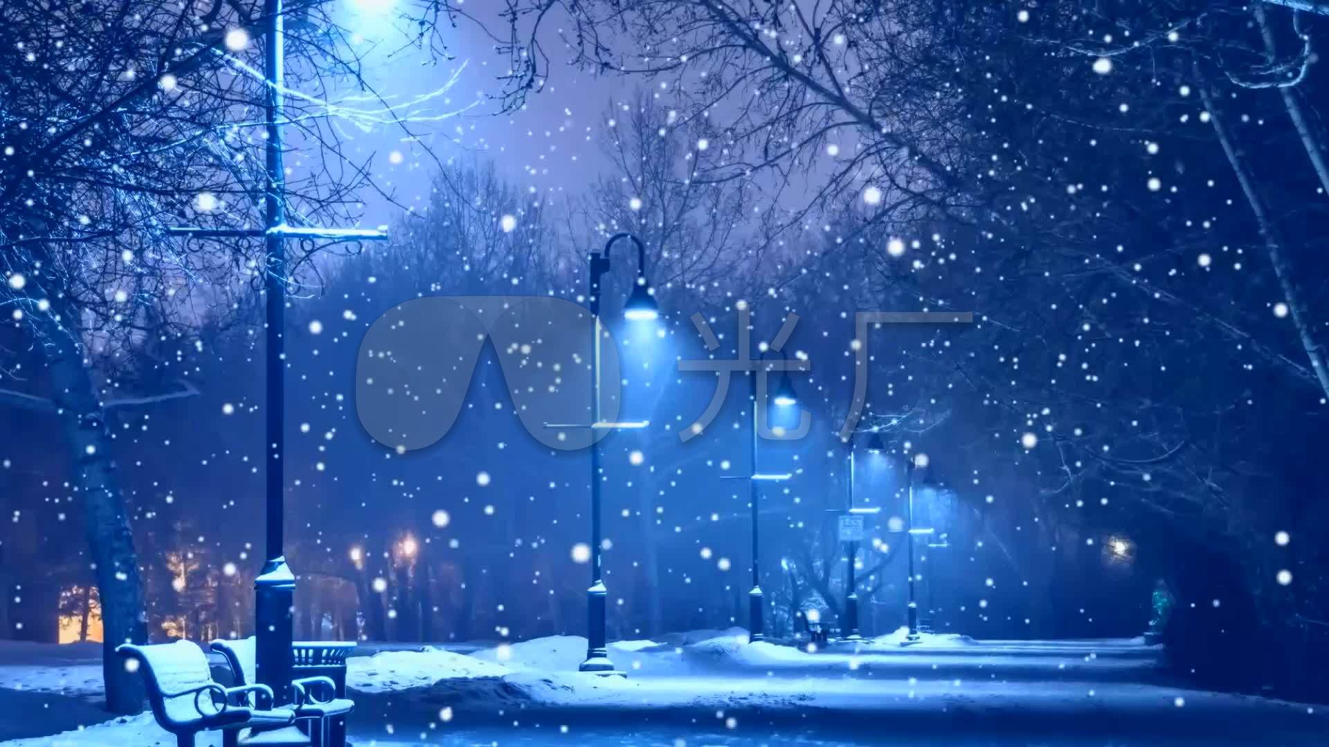 冬天马路雪景路灯_1920x1080_高清视频素材下载(编号