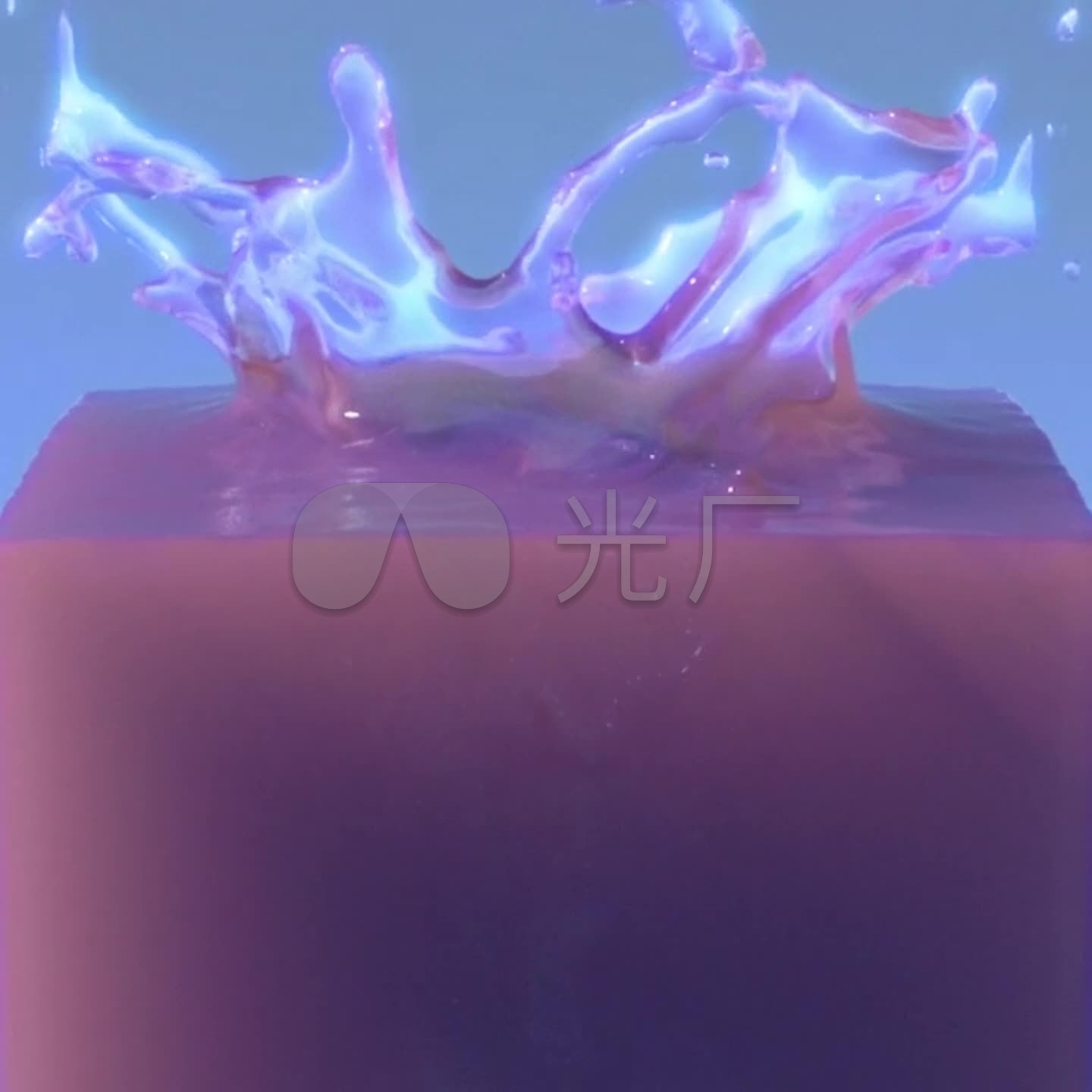 三维q弹水块人体投入VJ创意效果跳水_1440X视频课件做图片