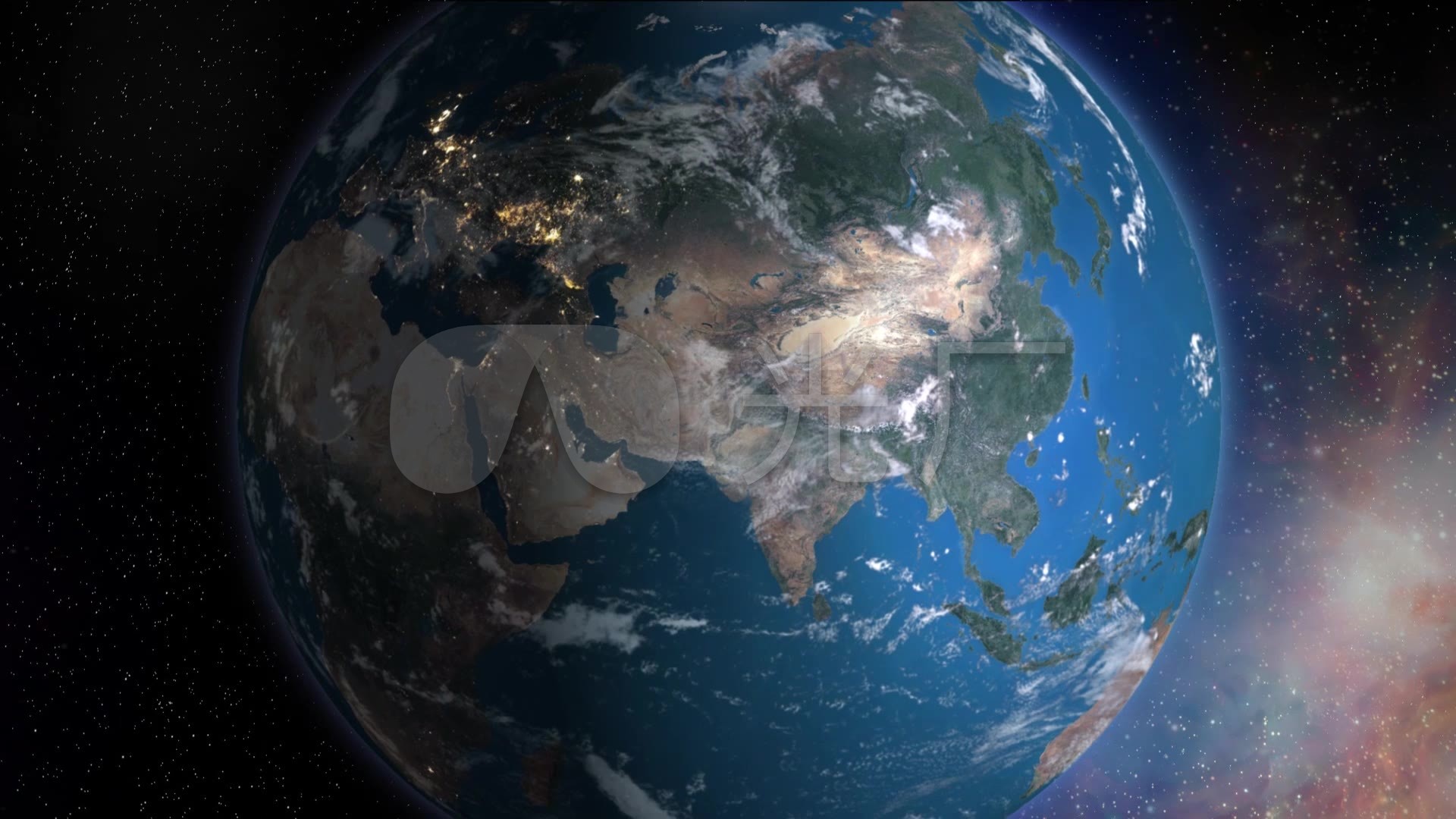 从宇宙外太空俯冲到地球飞行亚洲中国上海_1920x1080