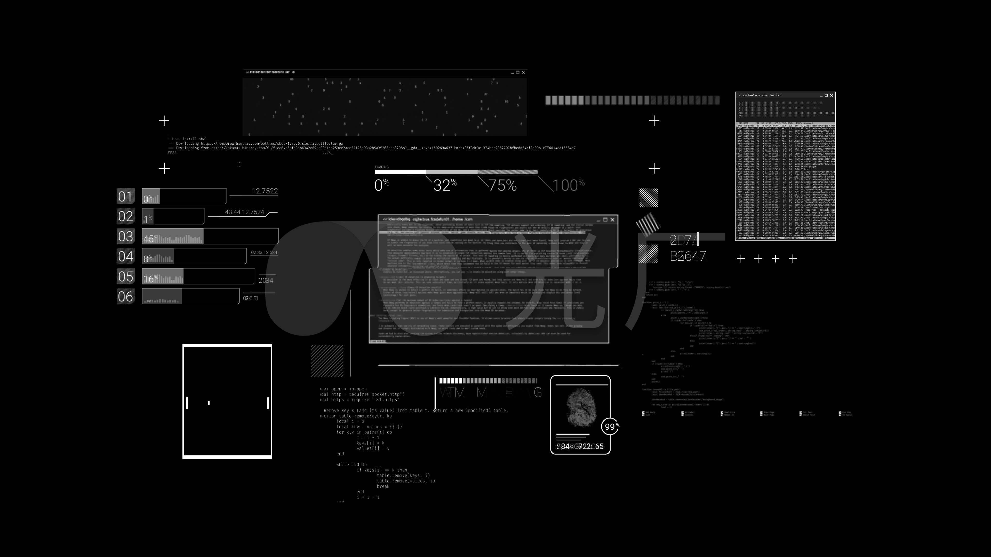 4k计算机黑客攻击屏幕显示过程