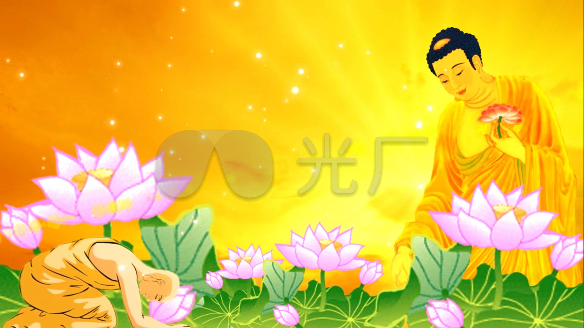 视频素材 舞台背景 中国风背景 佛祖莲花 来自视频原始文件或预览原始