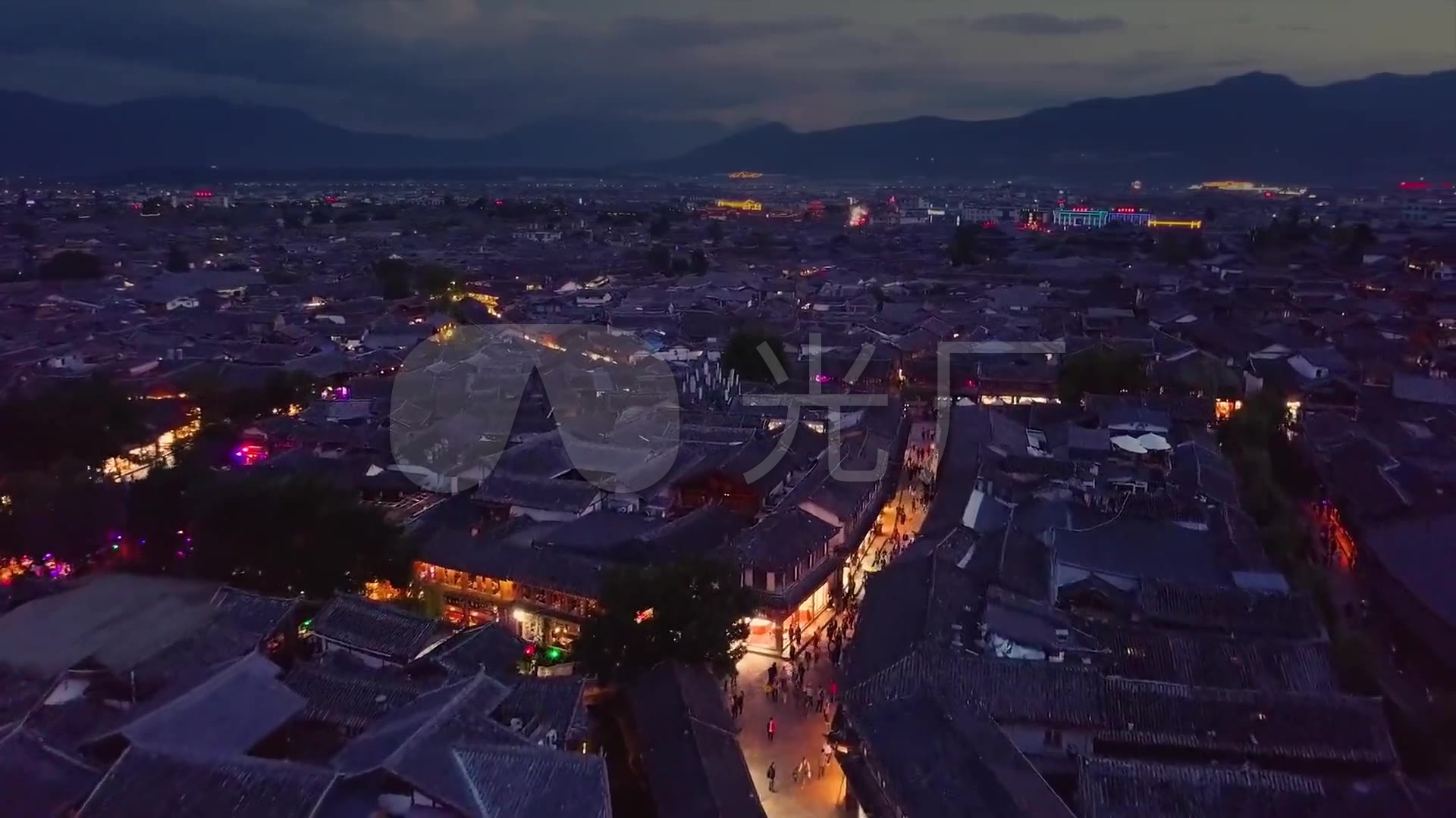 云南丽江古镇旅游航拍