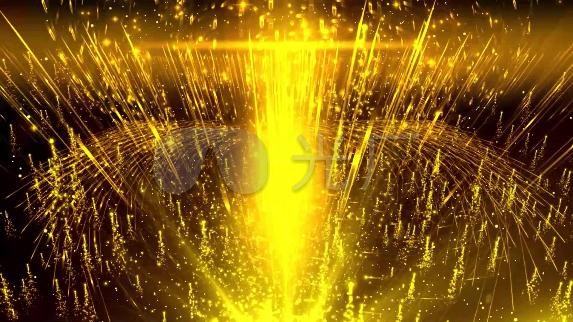 视频素材 舞台背景 场景背景 震撼华丽金色粒子光线晚会开场视频 来自