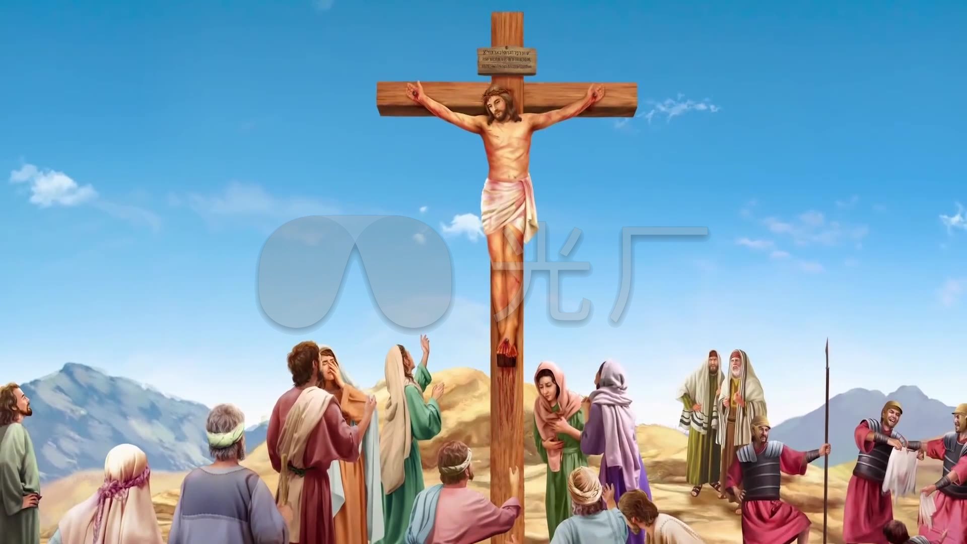 耶稣十字架基督教宗教三维动画素材