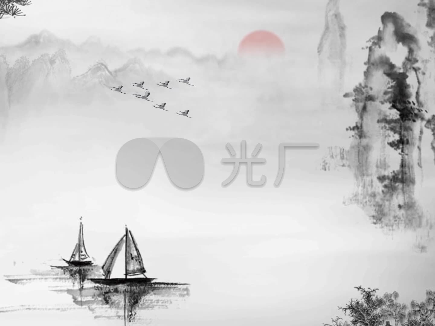 渔舟唱晚背景视频_1440x1080_高清视频素材下载(编号