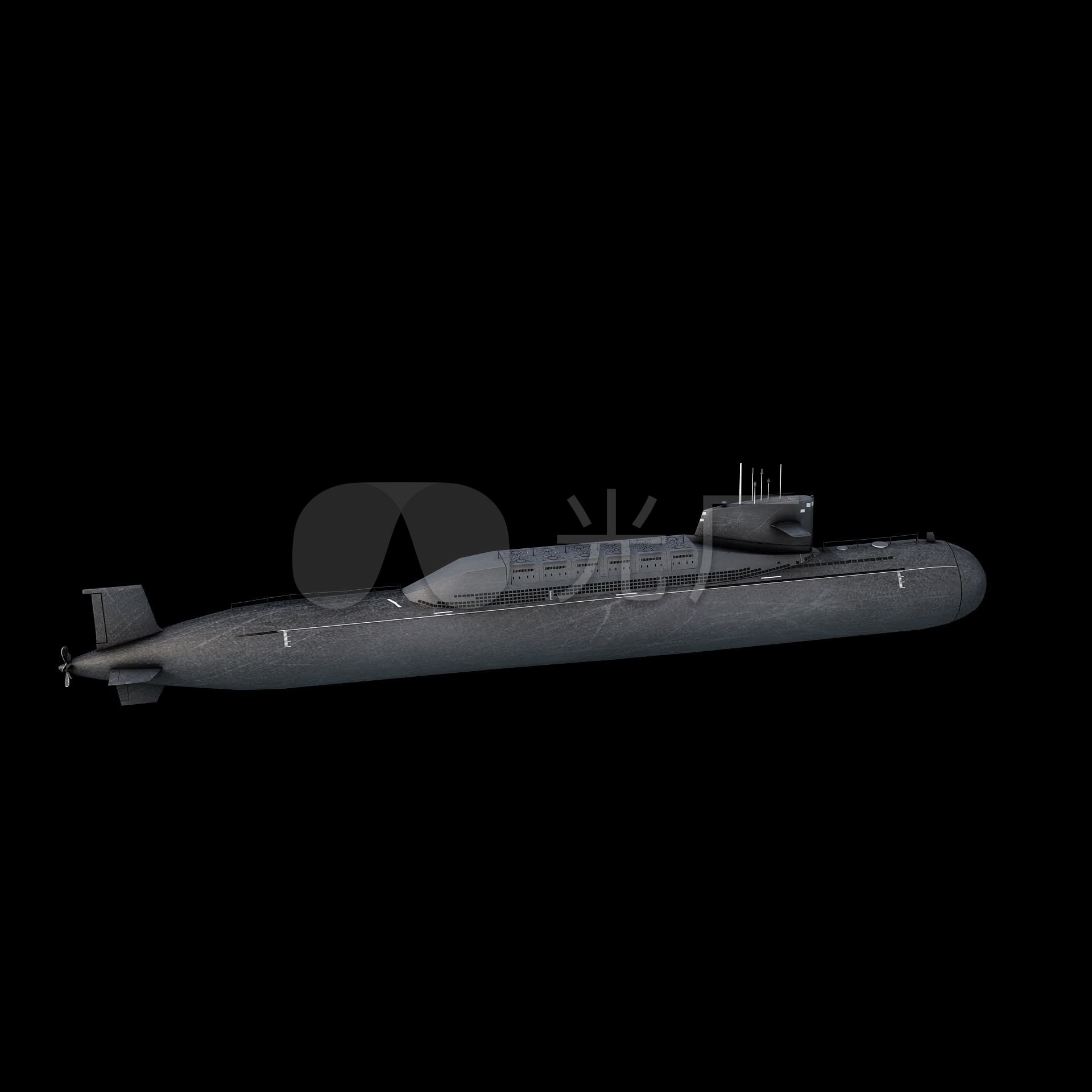 核潜艇cg三维模型旋转_1920x1920_高清视频素材下载(编号:1974006)