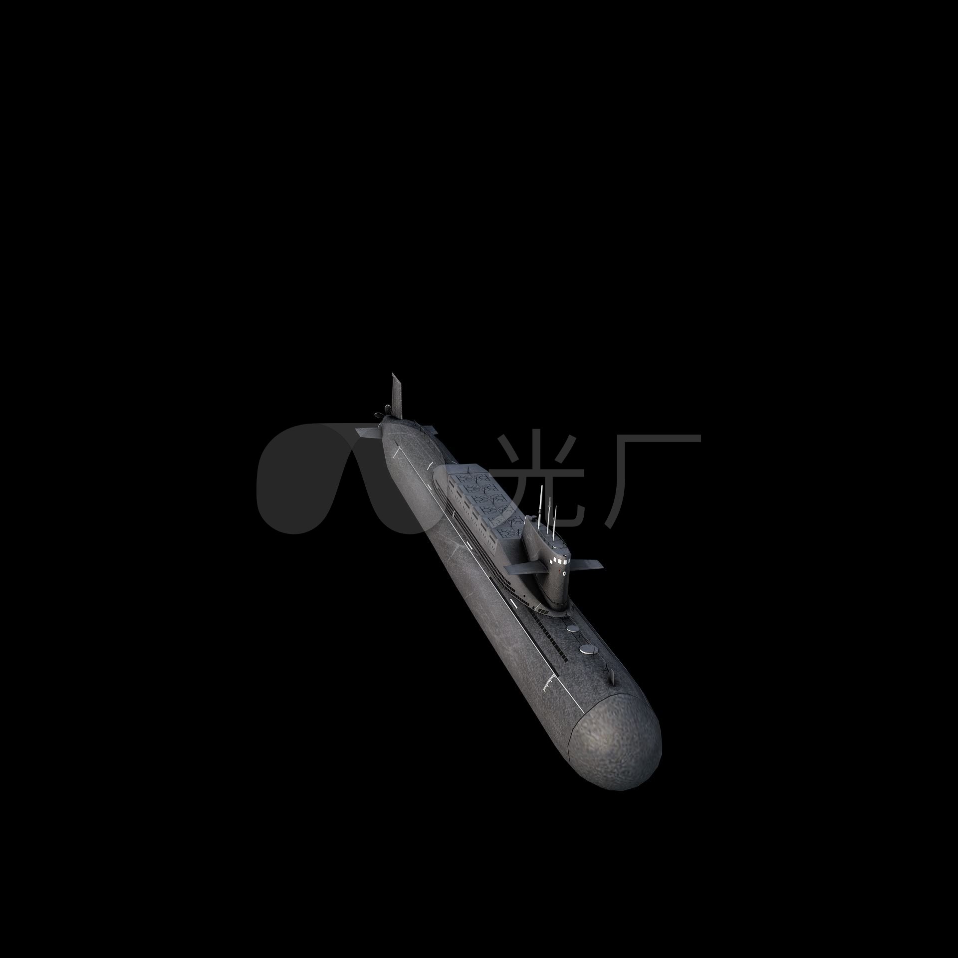 核潜艇cg三维模型旋转
