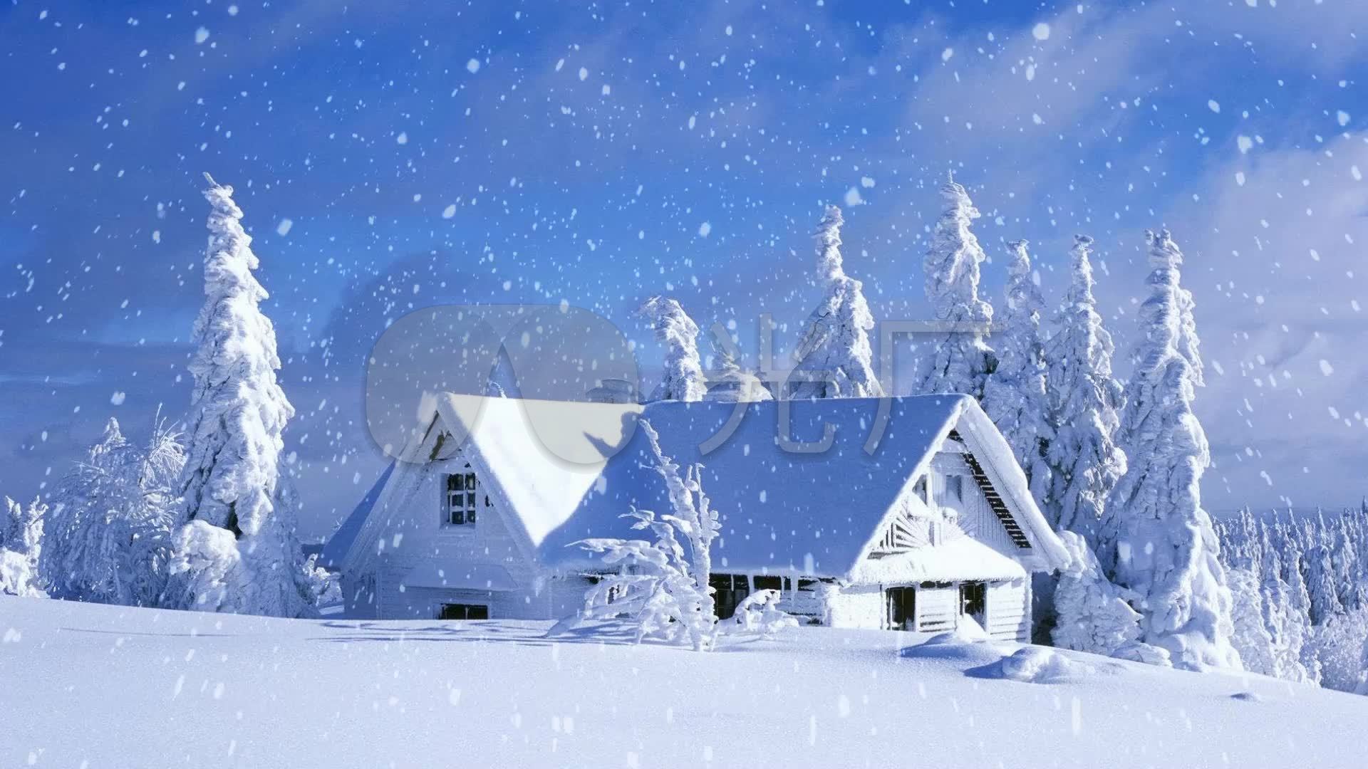 唯美下雪场景 雪花飘落 晚会背景 舞台