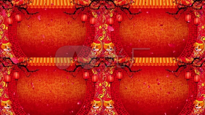 2018狗年梅花灯笼福字新年春节拜年背景