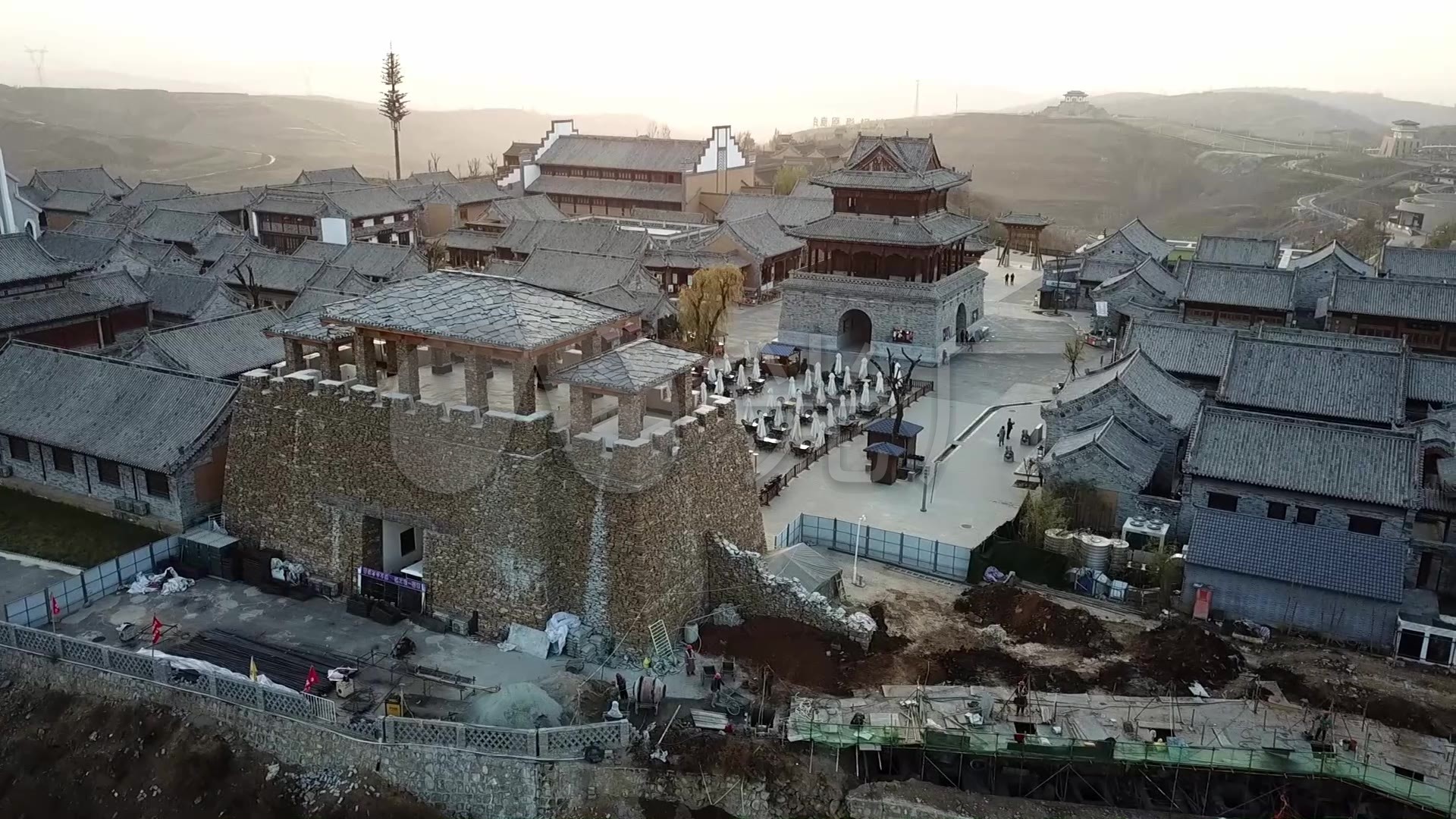 航拍白鹿原影视城民俗文化基地