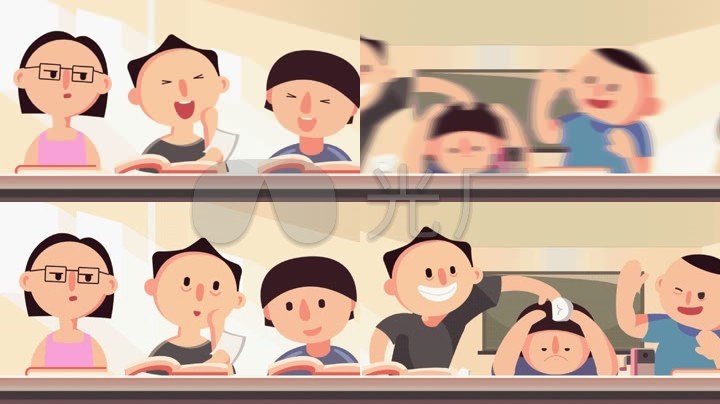 mg学生课堂动画人物素材