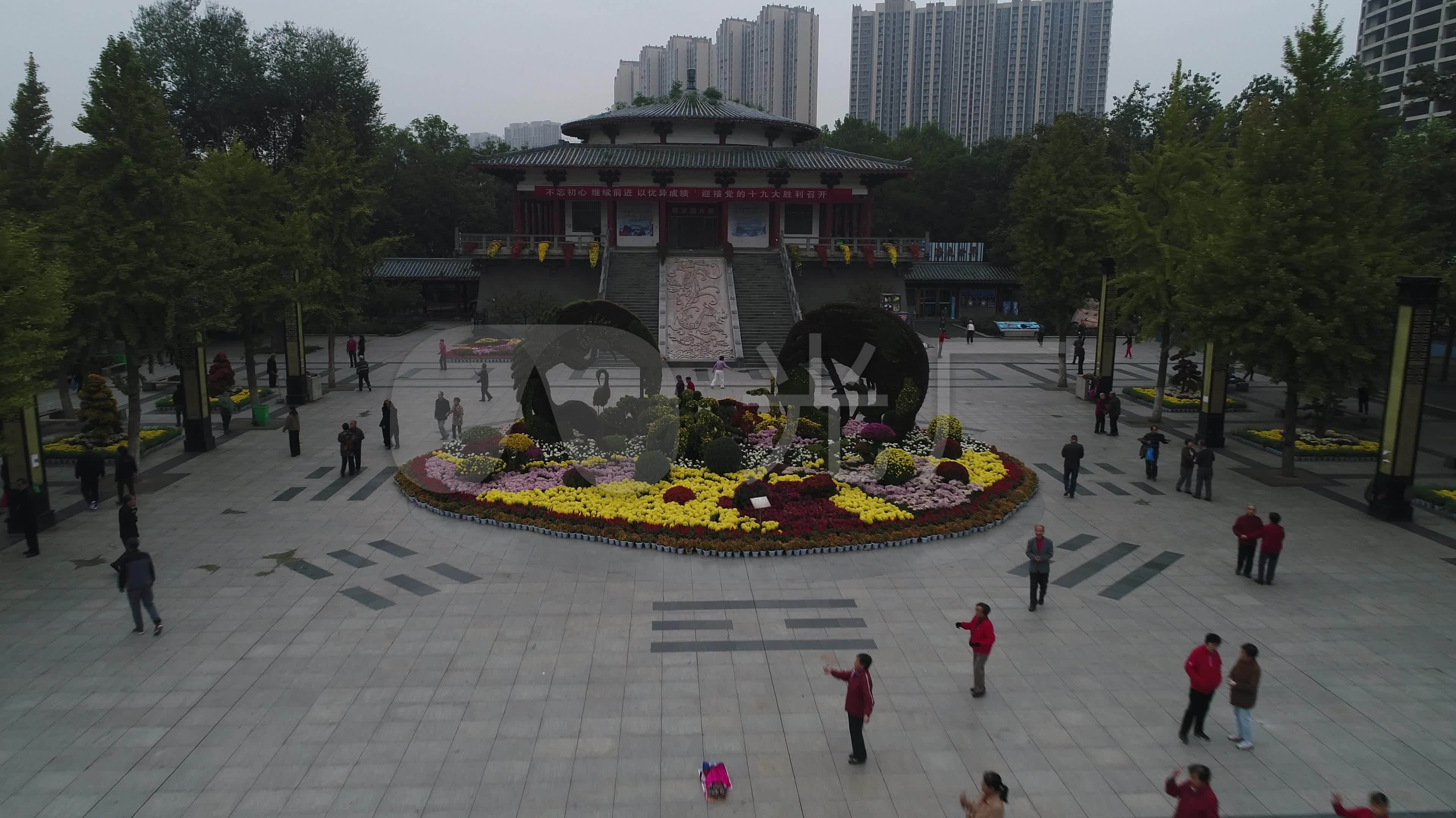 航拍洛阳王城公园菊展1_3840x2160_高清视频素材下载