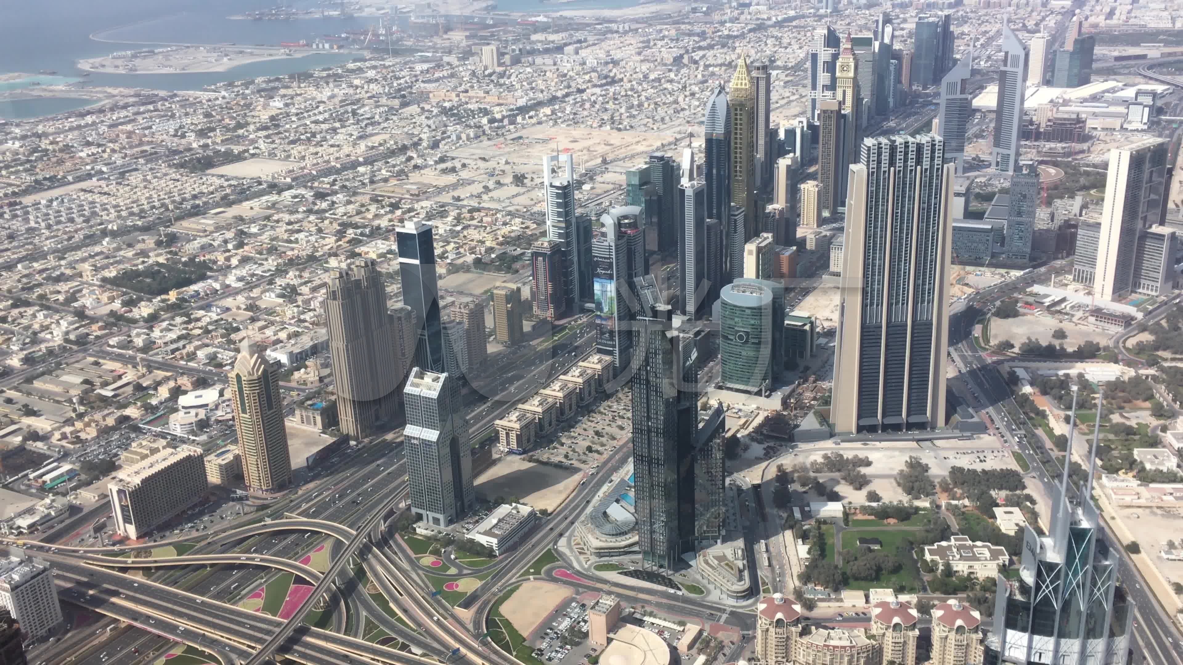 迪拜和谢赫扎耶德路市中心的鸟瞰图4k_38402160_高清