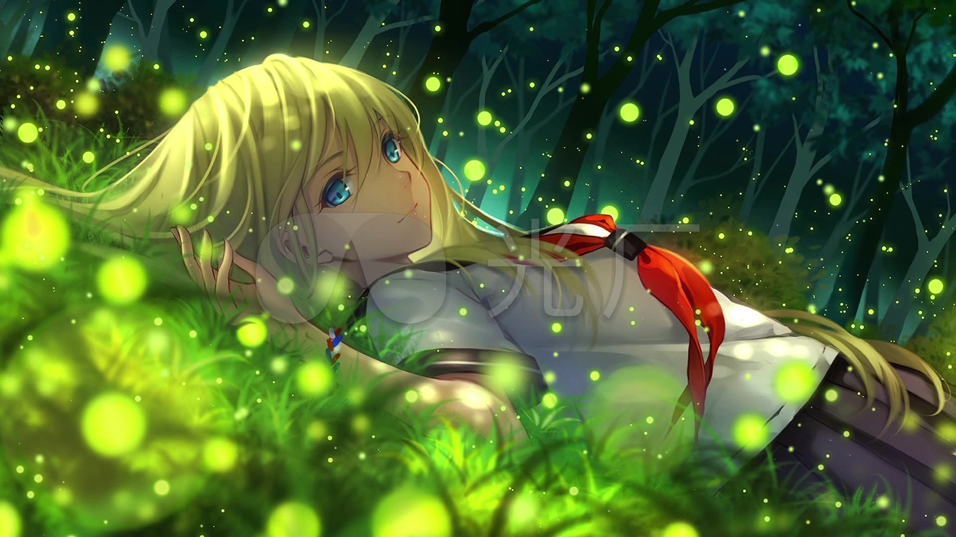 萤火虫美少女动态舞台_1920x1080_高清视频素材下载