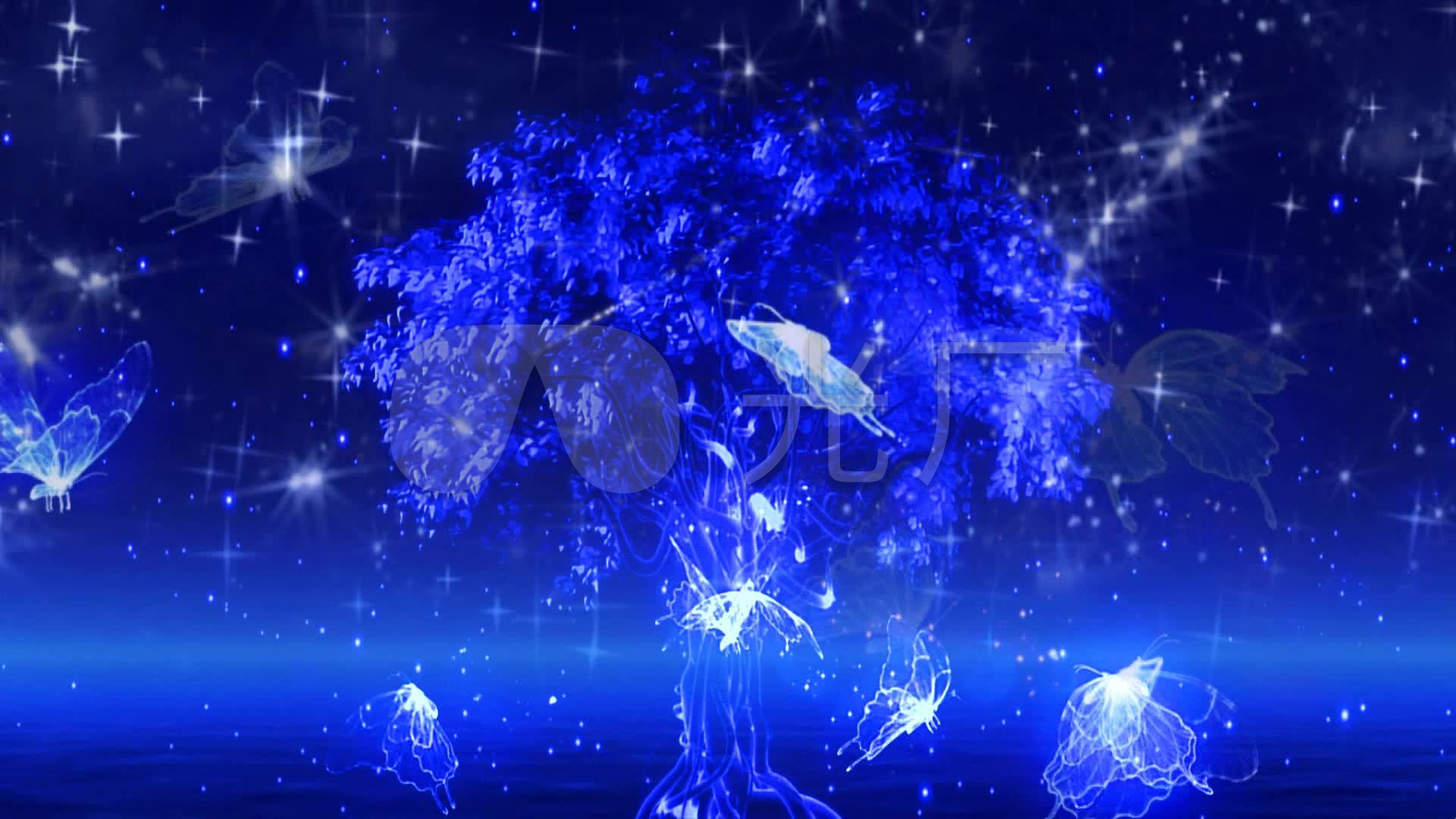 蓝色唯美蝴蝶梦幻背景