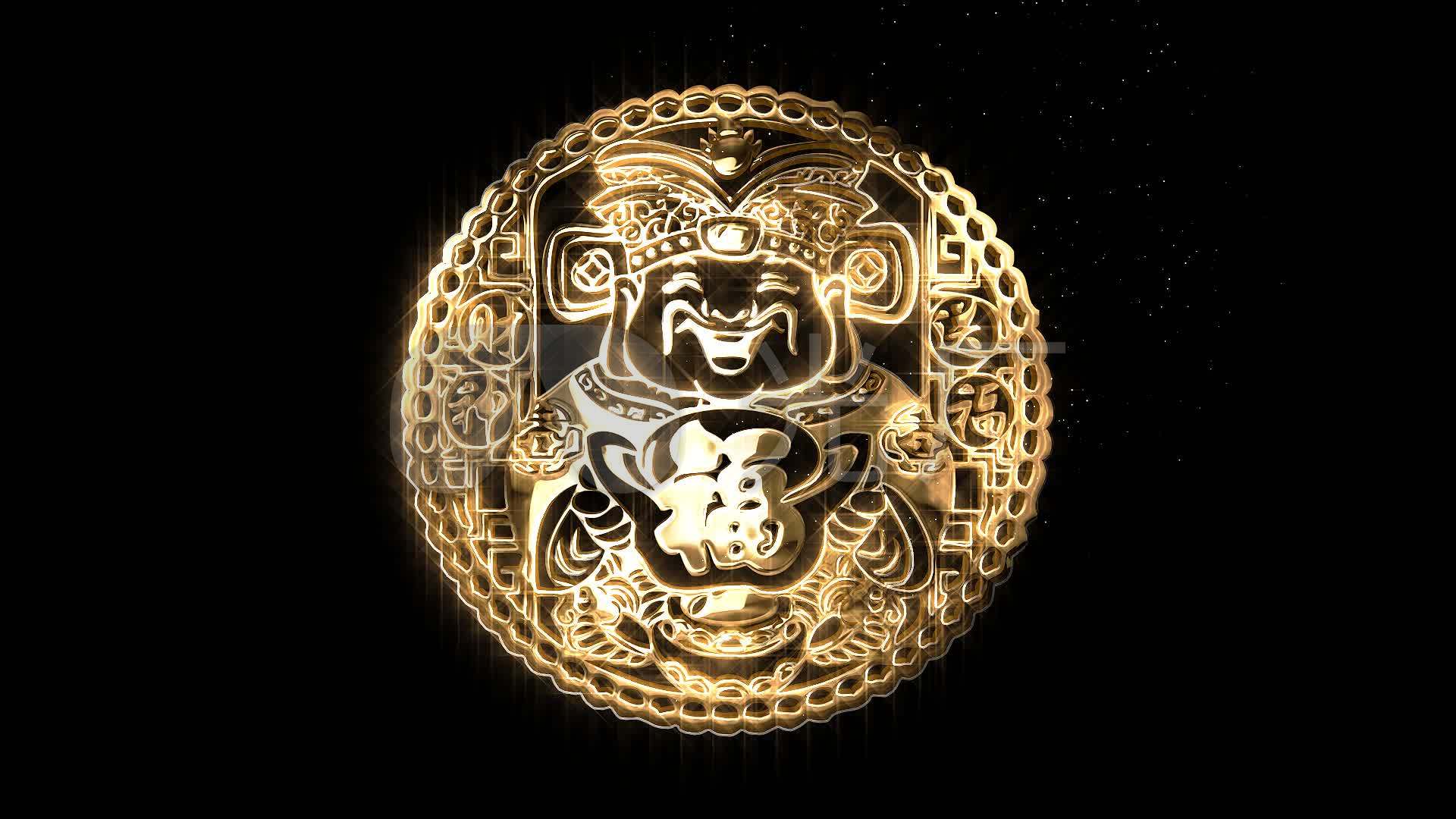 带alpha透明通道金色财神剪纸素材_1920x1080_高清视频素材下载(编号
